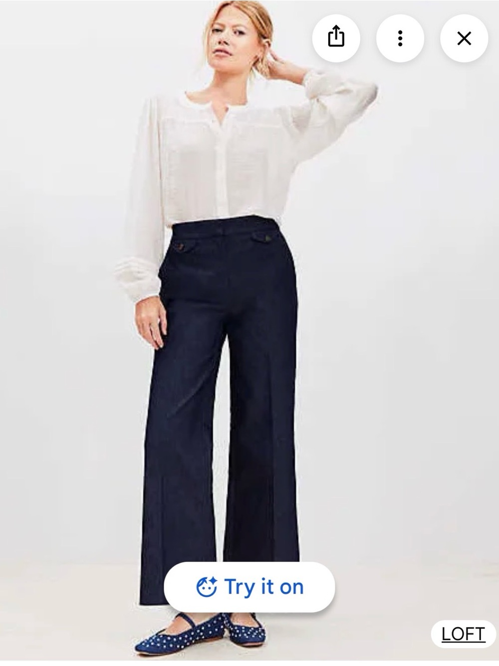 LOFT Classic Wide Leg Dark Blue Trousers. Size 14